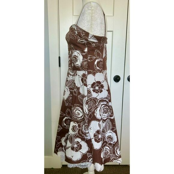 Ruby Rox Vintage Style Dress Brown Floral Print Sundress Pinup 1950s style SZ 13 - Picture 2 of 5